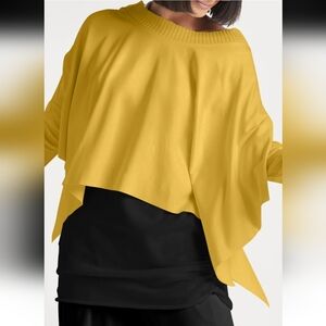 Planet By Lauren G Flowy Mustard Yellow Chartreuse Pima Long Sleeve Top OS (29)